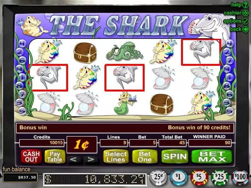 Main Screen Reels - The Shark RTG Slots Game