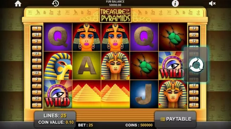 Main Screen Reels - Treasure of the Pyramids 1x2 Gaming Slots Game