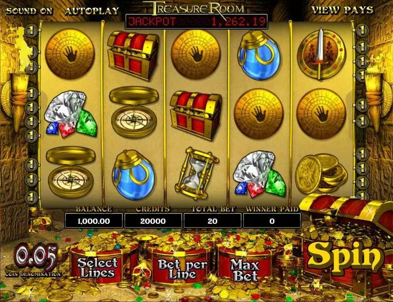 Main Screen Reels - Treasure Room BetSoft Slots Game