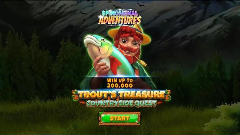 Introduction Screen - Trout’s Treasure – Countryside Quest Spinomenal Slots Game