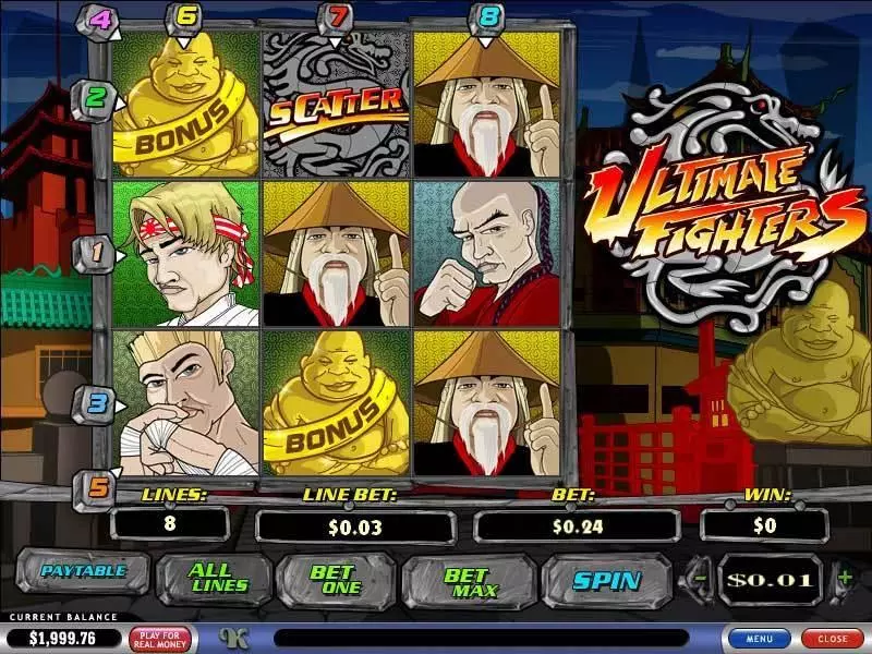 Main Screen Reels - Ultimate Fighters PlayTech Slots Game
