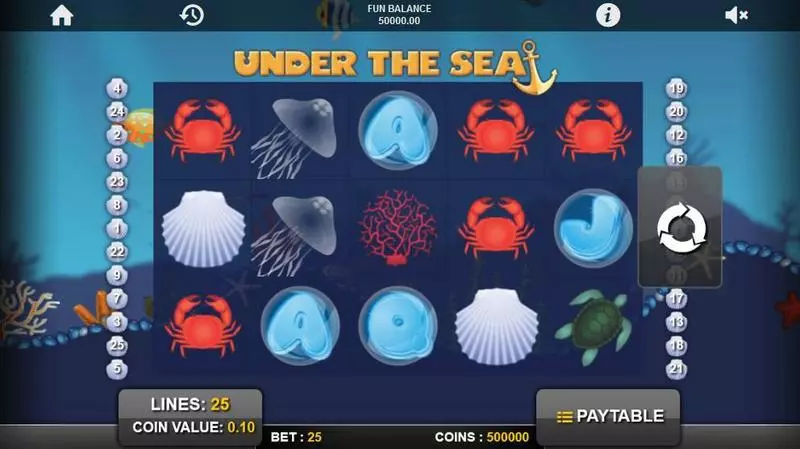Main Screen Reels - Under the Sea 1x2 Gaming Slots Game
