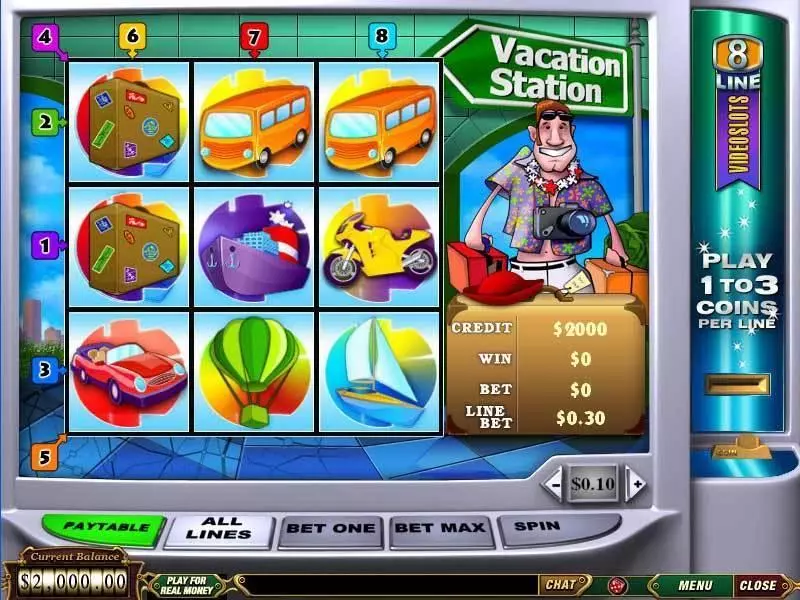 Main Screen Reels - Vacation Station PlayTech Slots Game