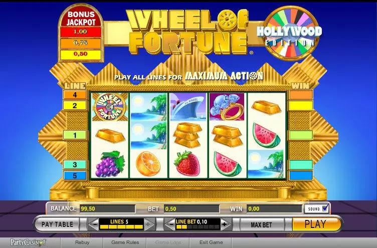Main Screen Reels - Wheel of Fortune IGT Slots Game
