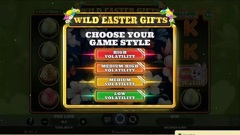 Introduction Screen - Wild Easter Gifts Spinomenal Slots Game