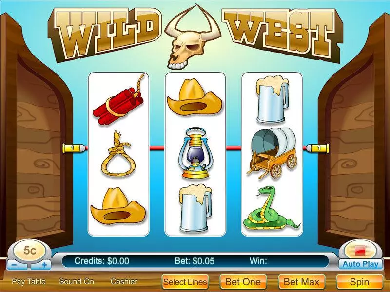 Main Screen Reels - Wild West 3-reel Byworth Slots Game