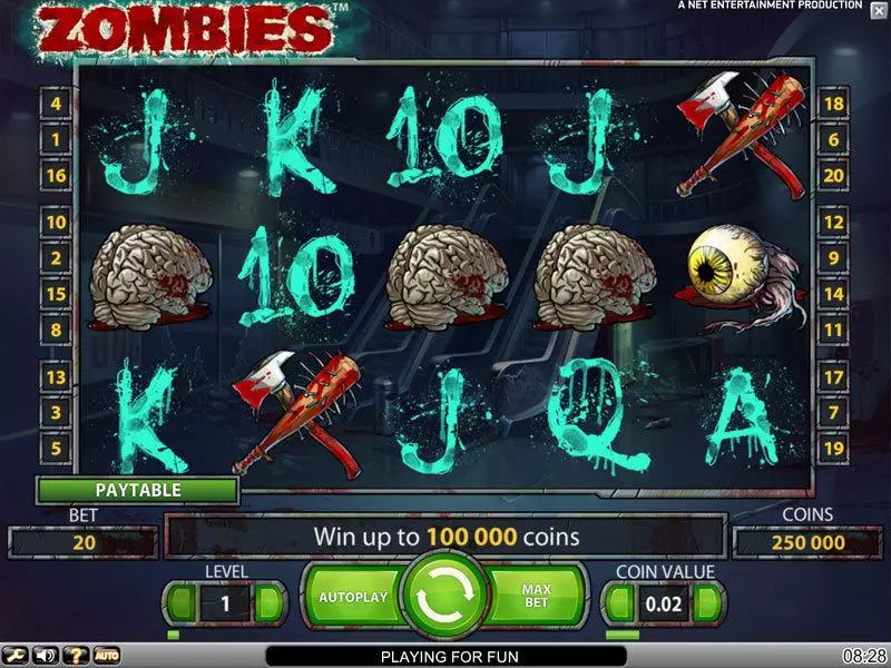 Main Screen Reels - Zombies NetEnt Slots Game